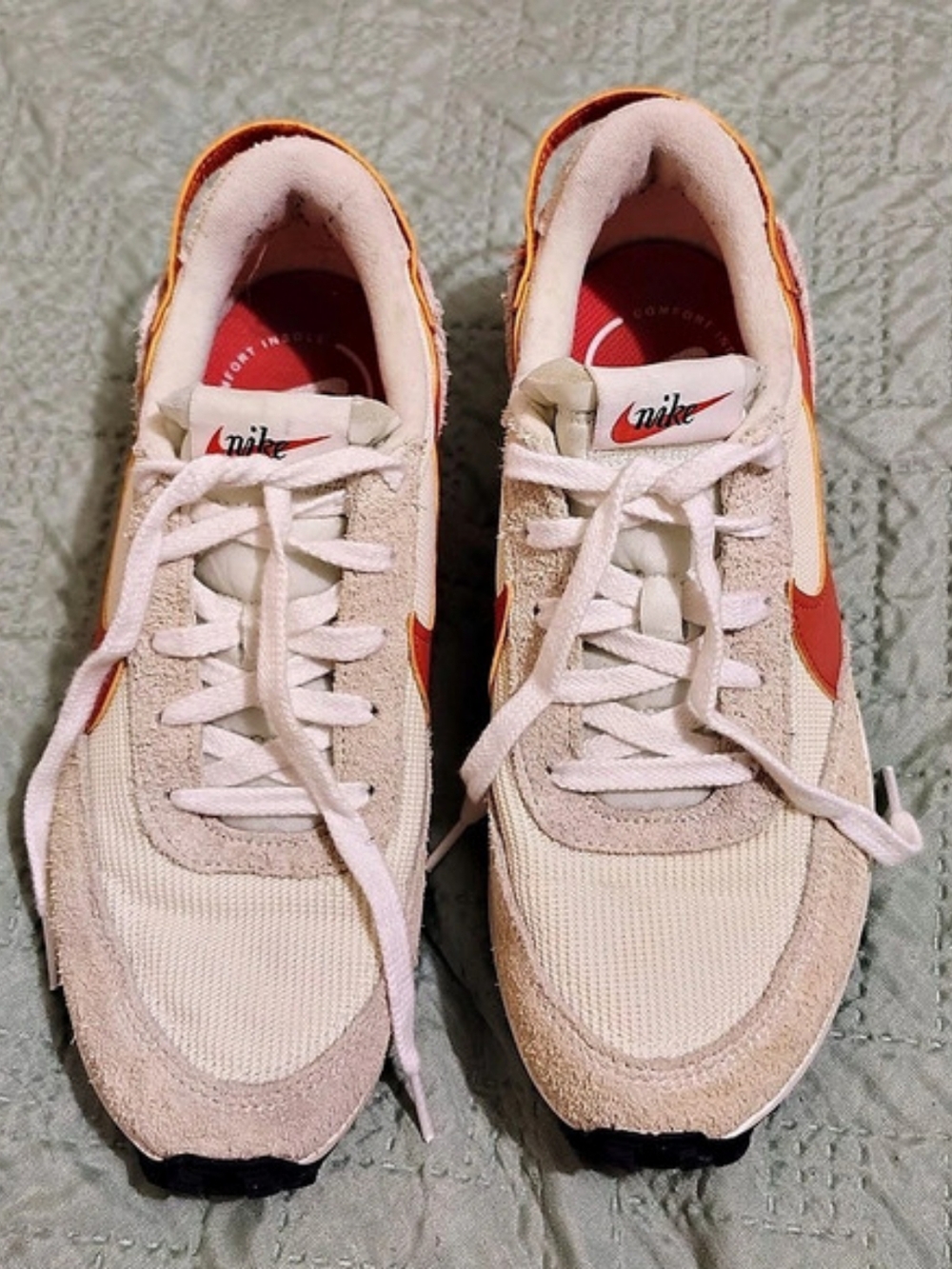 Nike Waffle Debut Waffle Sneakers Cream & Orange US 9